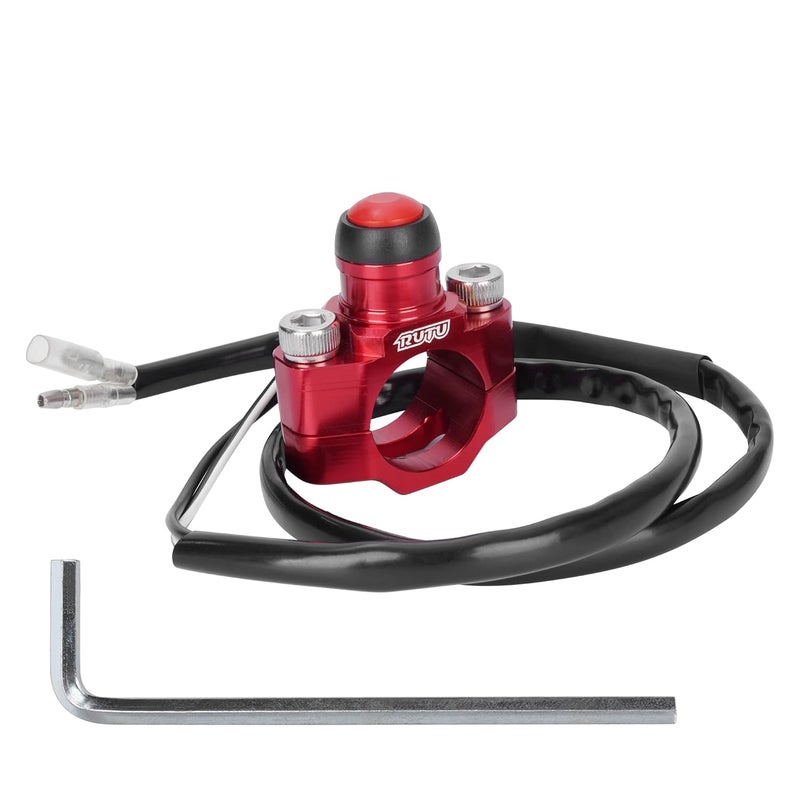 RUTU CNC Universal Motorcycle Engine Stop Start Kill Switch Button with Mounting Backplate for KLX450 KLX250 KLX110 CR125 CRF250 CRF450 XR250 ATV,Dirt Pit Bike,Scooter,Quad - Red - Image 1